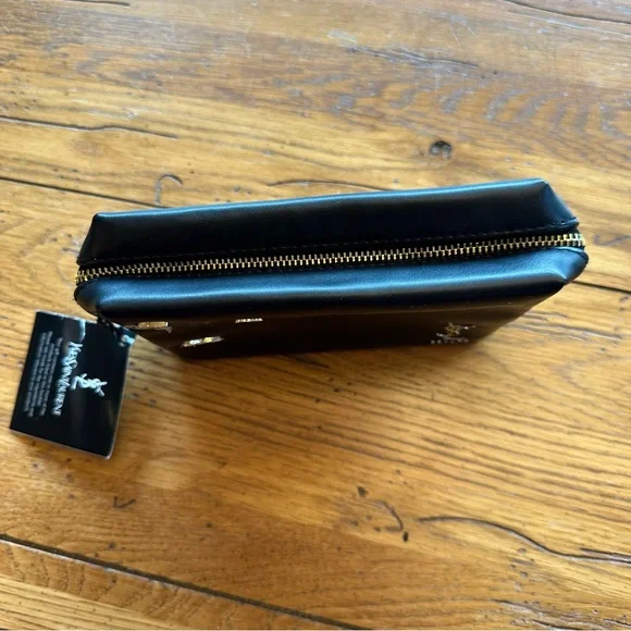 Yves Saint Laurent Beaute black makeup bag featuring gold charms & YSL logo NWT - Picture 6 of 7